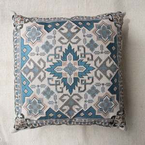 ตกแต่ง Chambray เครื่องเย็บปักถักร้อย16X16เบาะคลุมด้วยกระจกทำงานแบบดั้งเดิมเบาะครอบคลุม - Product Image 2