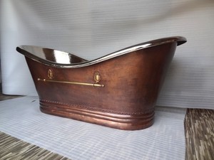 Baignoire de luxe haut de gamme, moderne, élégante, nouvelle conception, très vendue, en cuivre pur à l'extérieur et en acier à l'intérieur, pour une utilisation en salle de bain - Product Image 3