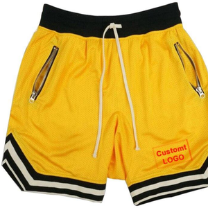 Pantalones cortos de baloncesto bordados con cremallera de malla de poliéster retro de la vieja escuela para niño con logotipo personalizado - Product Image 4