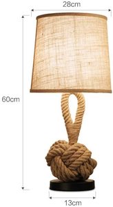 Creative Farmhouse Design LED Nightstand Table Lamp with Iron Frame and Hemp Rope Shade for Bedroom and Living Room - Product Image 2