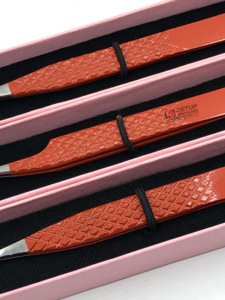 แหนบต่อขนตา,อุปกรณ์เสริมความงามแหนบเพชรตรงเคลือบผงสีส้ม90องศาปลายเงิน45องศา - Product Image 5