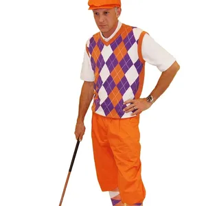 無地オレンジファッションユニフォームゴルフセットメンズスポーツ使用トレーニングゴルフユニフォームスーツ