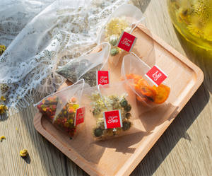 Kantong Teh Piramida Biodegradable dari Serat Jagung PLA Populer dengan Tali dan Label - Product Image 2