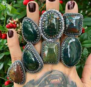 Bague multi-designer en pierre de sang en argent sterling massif 925 plaqué rhodium bijoux de déclaration de pierres précieuses naturelles pour les fêtes de mariage - Product Image 1