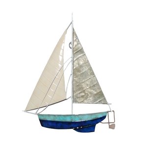 Décoration murale de bateau en métal, voile bleu - Product Image 1