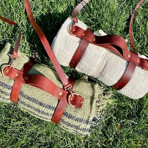 Handmade Leather Blanket Carrying Strap Belt for Rug <b>Mat</b> Blanket Holder Premium Heavy Duty Carrying Strap Belt OEM & FBA Product - Product Image 1