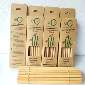 Pajita de bambú desechable ecológica, Pajita de bambú reutilizable con logotipo personalizado, venta al por mayor en Vietnam - Product Image 3