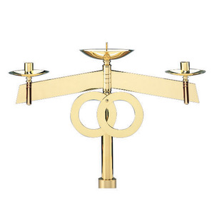 Nouveau STYLE de bougeoir avec trois bras fournitures d'église cuivworld inde - Product Image 1