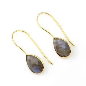 2025 meilleure qualité 925 argent Sterling plaqué or Labradorite poire boucles d'oreilles bijoux de fête de mariage pour les femmes cadeau d'anniversaire - Product Image 1
