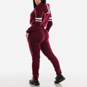 PIHA SPORTS Women's 2-Piece Winter Track Suit Set High Low Top Bottoms Casual Lounge Wear Sweatshirt <b>Joggers</b> <b>Polyester</b>/Cotton - Product Image 2