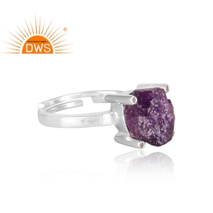 925พลอยบุษราคัมสีขาวและอเมทิสต์พลอยพลอยสีเงินแท้จากดีไซเนอร์ - Product Image 3