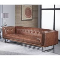 Ensemble de canapés modulaires de luxe moderne pour villa et école, avec structure métallique, coussins en cuir et tissu, personnalisable, 3 places, pour atelier et parc