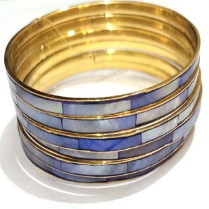 Wholesale Shell <b>Bangles</b> Bracelets Gift Sets Copper Brass Alloy with Pearl Diamond Stones <b>Glass</b> Crafts Holiday Home Decoration - Product Image 2