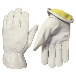 Goatskin-guantes de cuero para Conductor, guantes de trabajo de invierno con forro de piel aislante