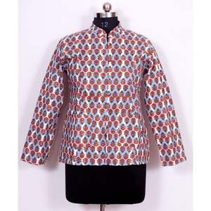 Chaqueta Acolchada Estampada a Mano para Mujer, Chaqueta Bohemia de Algodón con Abrigos Reversibles para Mujer, Estilo Vintage - Product Image 2