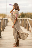 Robes bohèmes d'été 2024, grande taille, vêtements brodés, robe chic et bohème décontractée, tenue de plage, kaftan