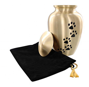 Golden Brass Pet Cremation <b>Urn</b> with Paw Print Design Metal Ashes <b>Urn</b> for Dogs <b>Cats</b> Memorial Keepsake Burial <b>Urn</b> - Product Image 3