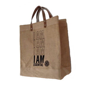 กระเป๋าช้อปปิ้งผ้าปอกระเจาพิมพ์ลายสกรีนเก๋ไก๋สำหรับผู้หญิง เป็นมิตรกับสิ่งแวดล้อม เหมาะสำหรับซื้อของชำในซูเปอร์มาร์เก็ต ขนาดกลาง มีหูหิ้วแบบยาว - Product Image 2