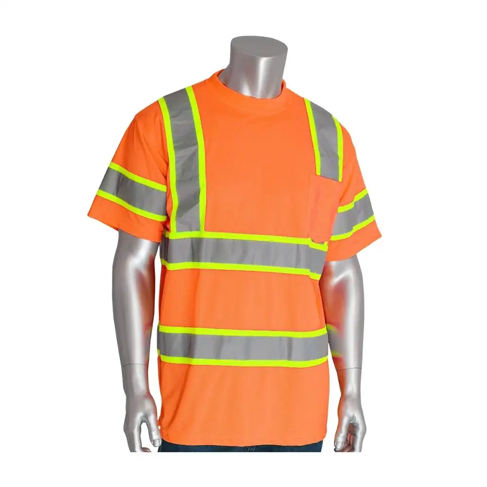 Custom Hi Vis Shirt Cotton FR Work Clothes Work Shirt With Reflector Tape Work Uniform Top Construction Safety Wear