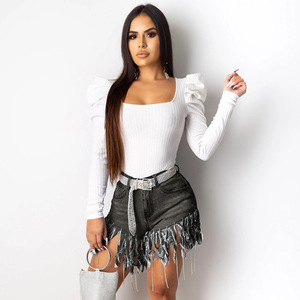 High Waisted Denim <b>Shorts</b> Skirt With Beaded Fringe Distressed Bohemian Style Loose Fit Button Fly Women's Casual Pants - Product Image 5