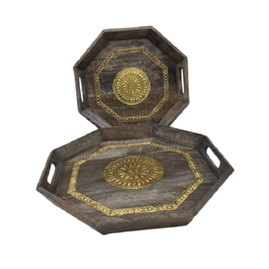 Juego de 2 bandejas de diferentes tamaños para servir, diseño clásico, dulces de madera, dátiles, bandeja para servir al precio más barato - Product Image 1