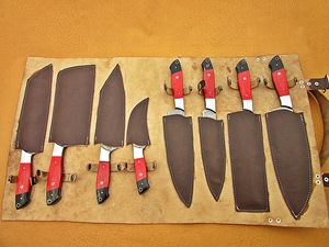 Juego de 8 Cuchillos de Cocina de Acero de Damasco, Hoja de Acero al Carbono y Mango de Madera Pakka, Cuchillo de Cocina Afilado para Herramientas de Cocina - Product Image 4