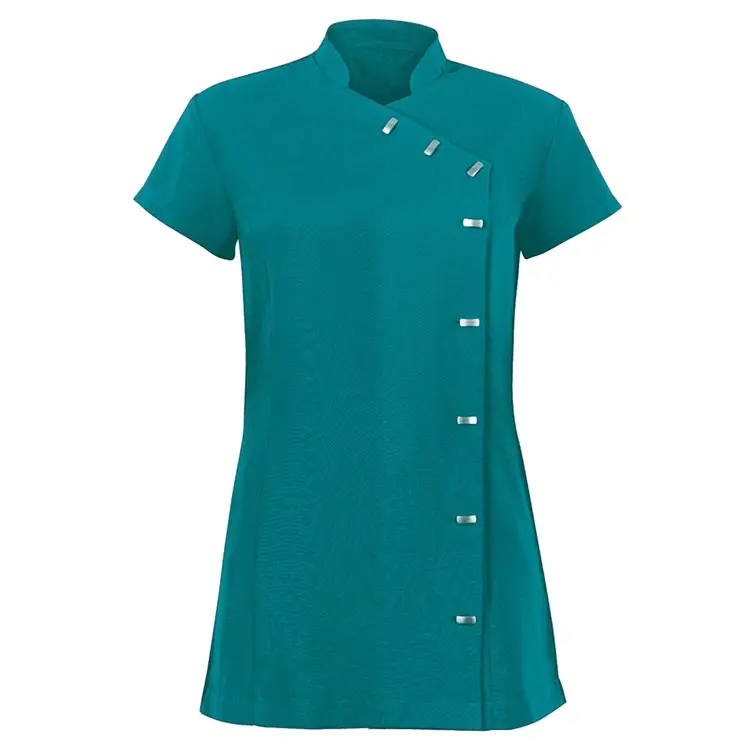 Özelleştirilmiş Polyester pamuk spandex tunik kadın salonu üniforma SPA giyim güzellik üniforma
