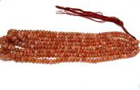 Batu Permata Sunstone Halus Bentuk Bulat Warna Oranye Manik-Manik untuk Pembuatan Perhiasan Harga Per Karat Alami Kualitas Bagus 5mmx10mm