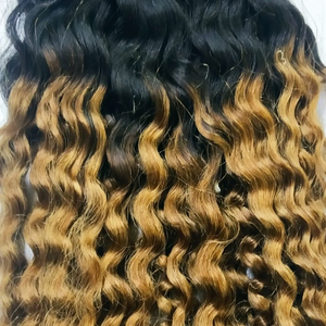 100% templo indio virgen para extensiones de cabello rizado profundo de Color Ombre cabello Remy de estilo europeo dibujado Doble - Product Image 2