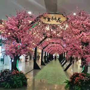 자연 복숭아 나무 중국어 풍수 장식 인공 벚꽃 분재 나무 가짜 키 큰 나무