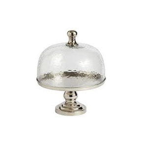 Soporte para servir tartas de cristal y metal, chapado en oro, redondo, para decoración de bodas y el hogar - Product Image 1