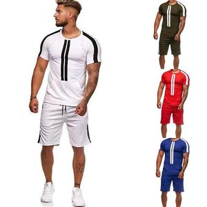 ชุดเซ็ตเสื้อผ้าถักนิตติ้งสองชิ้นกำมะหยี่ยี่ห้อ Popular Lucky Label แบบลำลองไร้รอยต่อสำหรับผู้ชาย ชุดออกกำลังกายฤดูร้อนน้ำหนักเบา พร้อมโลโก้แบบกำหนดเอง - Product Image 2