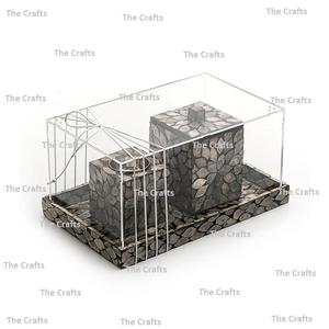 Brûleur de Dukhoon en bois et nacre, design tendance, ensemble de brûleur à oud Mabkhara pour l'utilisation de parfums d'intérieur - Product Image 1