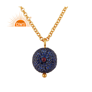 Sterling Silver Natural <b>Ruby</b> Blue Sapphire Gemstone Pendant <b>Necklace</b> For Women Jewelry Manufacturer - Product Image 1