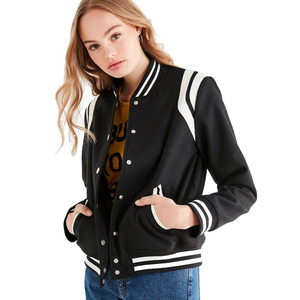 OEM Custom Women Letterman Varsity Jacket Waterproof Wool Body Leather Sleeve Baseball Bomber Cotton/Polyester School College - Product Image 2