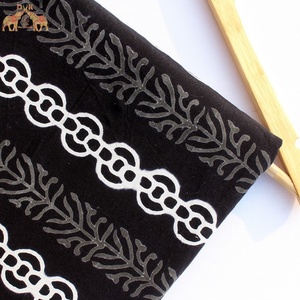 Latest Collection Women's Fashion Clothing Fabric Dress New Black <b>White</b> Hand Block Print Cotton Soft Versatile for Bags Toys - Product Image 2