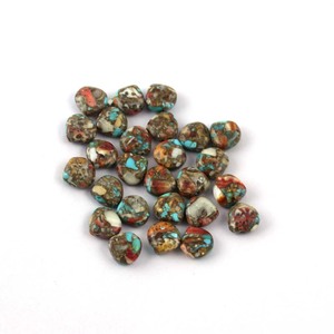 หินเทอร์ควอยซ์ คริสตัลบําบัด สีดําโมแฮบ ทองแดง หอยนางรมผสมรูปร่าง พลอยหลวมคาโบชอง - Product Image 4