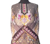 Traje Kurti-Punjabi de Diseño para Mujer, de Alta Calidad, en Viscosa, Seda, Algodón y Rayón, con Estampado Digital Jacquard, MP-A073, Pakistan Masoori