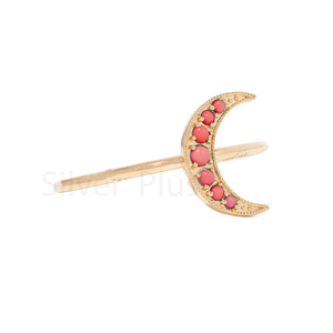 หินปะการังสีชมพูแท้แหวนพระจันทร์เสี้ยว14K สีเหลือง/กุหลาบ/ทองคำขาวขายส่งเครื่องประดับทอง - Product Image 1