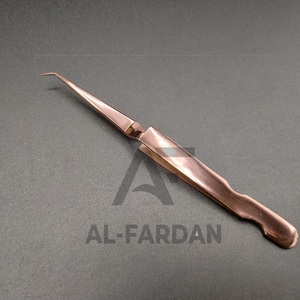 Pinset bulu mata 45 derajat profesional tipe X baja tahan karat warna Plasma Titanium emas mawar dengan ujung serat pinset bulu mata