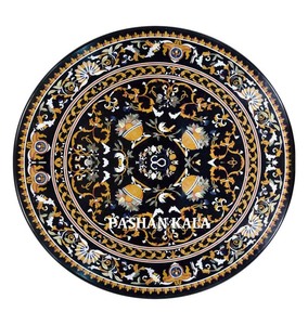 หินอ่อนสีดำPietra Duraโต๊ะอาหาร - Product Image 1