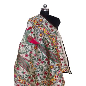 Bufandas de estilo bohemio para mujer, estola de estilo de trabajo, bordado Aari, Kashmiri, bonito diseño