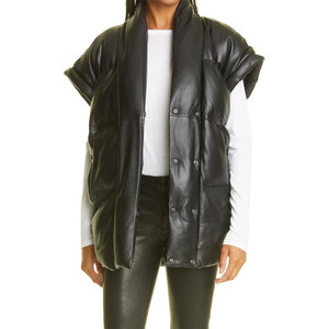 Wholesale Seasonal Winter Hooded Crop Jacket Hollow Straps Hotsale Sleeveless <b>Tie</b> up Tops Jacket Coat Ladies Puffer Jacket - Product Image 1
