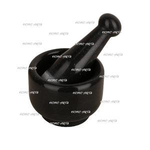 Mortero de color negro de mármol con Maja, molinillo y Maja de forma redonda de tamaño personalizado para uso en utensilios de cocina - Product Image 1