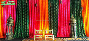 Gold GlitzฉากหลังสำหรับMehndi Stageปัญจาบงานแต่งงานฉากหลัง & Gold Draping Glam Goldปัญจาบสไตล์งานแต่งงานฉากหลัง - Product Image 5