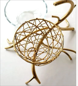Stylish design Candy Bowl Glass With Metal Stand Wire <b>mesh</b> Fruits Bowl Fancy Finished Beautiful <b>Gold</b> color <b>Top</b> Selling tabletop - Product Image 5