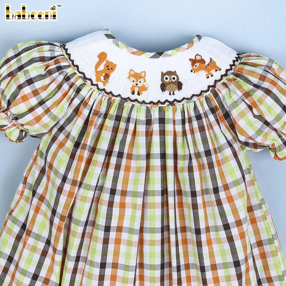 มือ Smocked ฤดูใบไม้ร่วงฤดูหนาวชุดสำหรับสาวน้อย OEM ODM Smocked ชุดสำหรับสาวๆ-BB1454