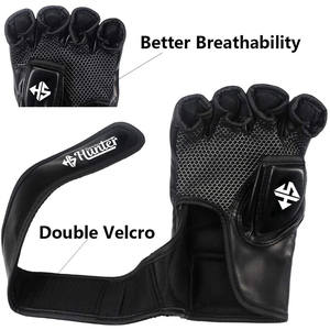Gants professionnels de boxe et MMA demi-doigt en cuir PU avec service OEM - Product Image 2