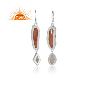 Wostu — boucles d'oreilles pendantes en cornaline, bijoux authentiques, pierre de lune arc-en-ciel, en argent Sterling 925 - Product Image 4