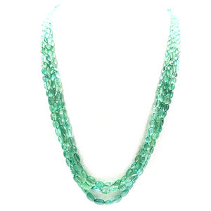 Collier en perles d'émeraude naturelle de forme ovale pour femmes - Product Image 1